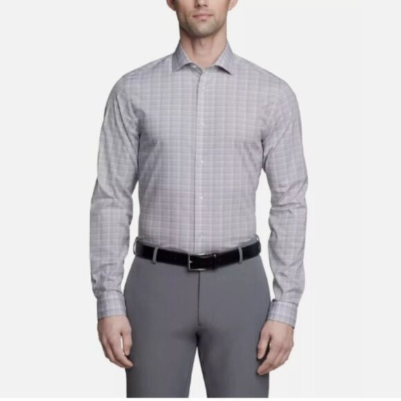 NWOT Calvin Klein Mens XL Tech Plaid Stretch Button-Down Dress Shirt - Picture 1 of 9